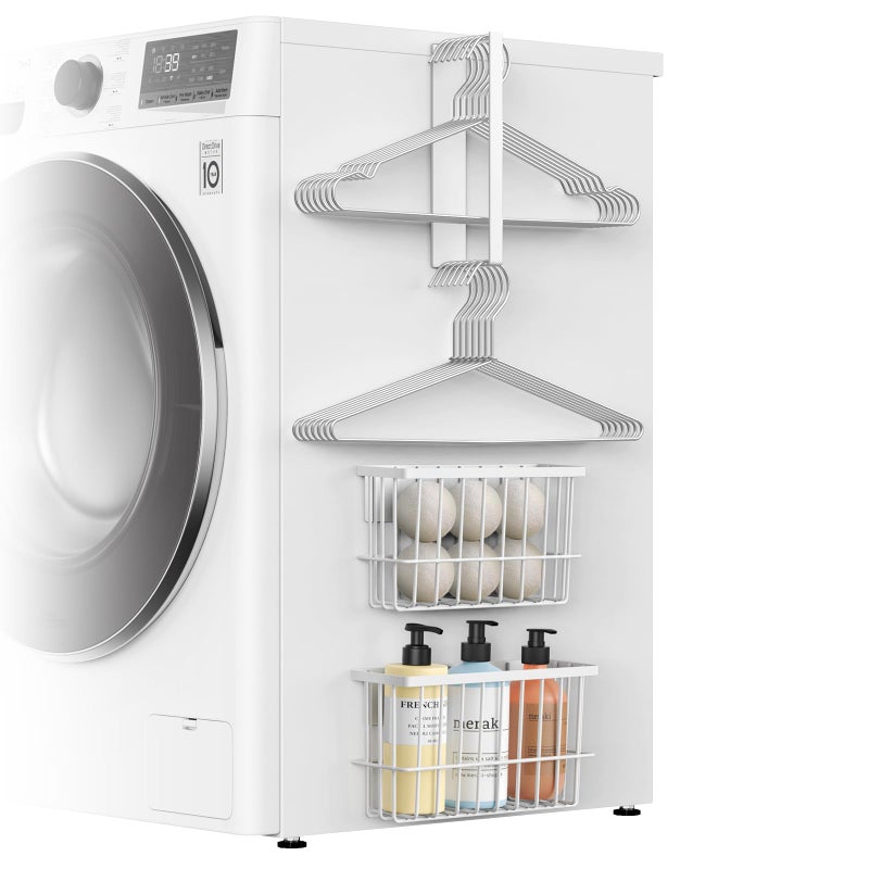 Detukna Magnetic Dryer Ball Holder and Magnetic Hanger Holder for Laundry Room Organization and Storage  Magnetic Lint Bin for Laundry Room  Iron Basket Dryer Ball Container for Laundry Room Storage (White) - Image 1